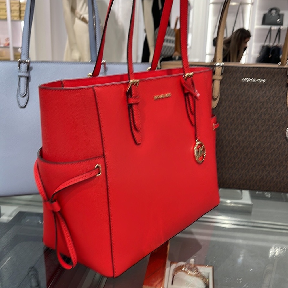 Michael Kors Gilly Large Drawstring Travel Leather Top Zip Tote 
 Dark Sangria - Picture 13 of 16